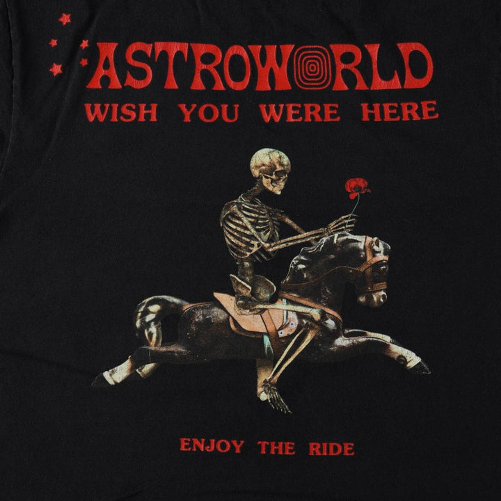 Travis Scott ASTROWORLD Long-Sleeve Wrap T-Shirt (Men's Size M) cotton black type Vintage Second Hand