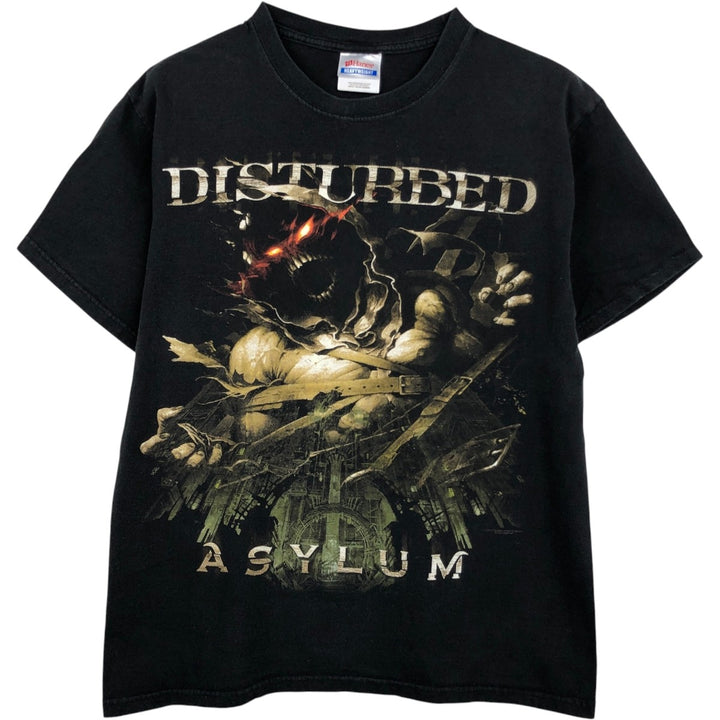Hanes HEAVYWEIGHT DISTURBED Band T-Shirt (Men's Size M) cotton black type Vintage Second Hand