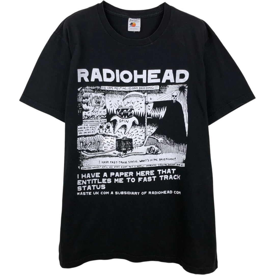 Bay Island Radiohead Band T-Shirt (Men's Size L) cotton black type Vintage Second Hand