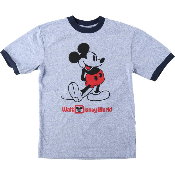 MICKEY MOUSE Ringer T-shirt, Men's Size XS cotton blue type Vintage Second Hand