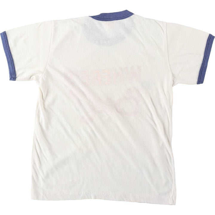 80'S Better T-Shirt Co. Wendy's Advertising Ringer T-Shirt, Made in Canada, Women's Size M (approx.), Vintage polyester white type Vintage Second Hand
