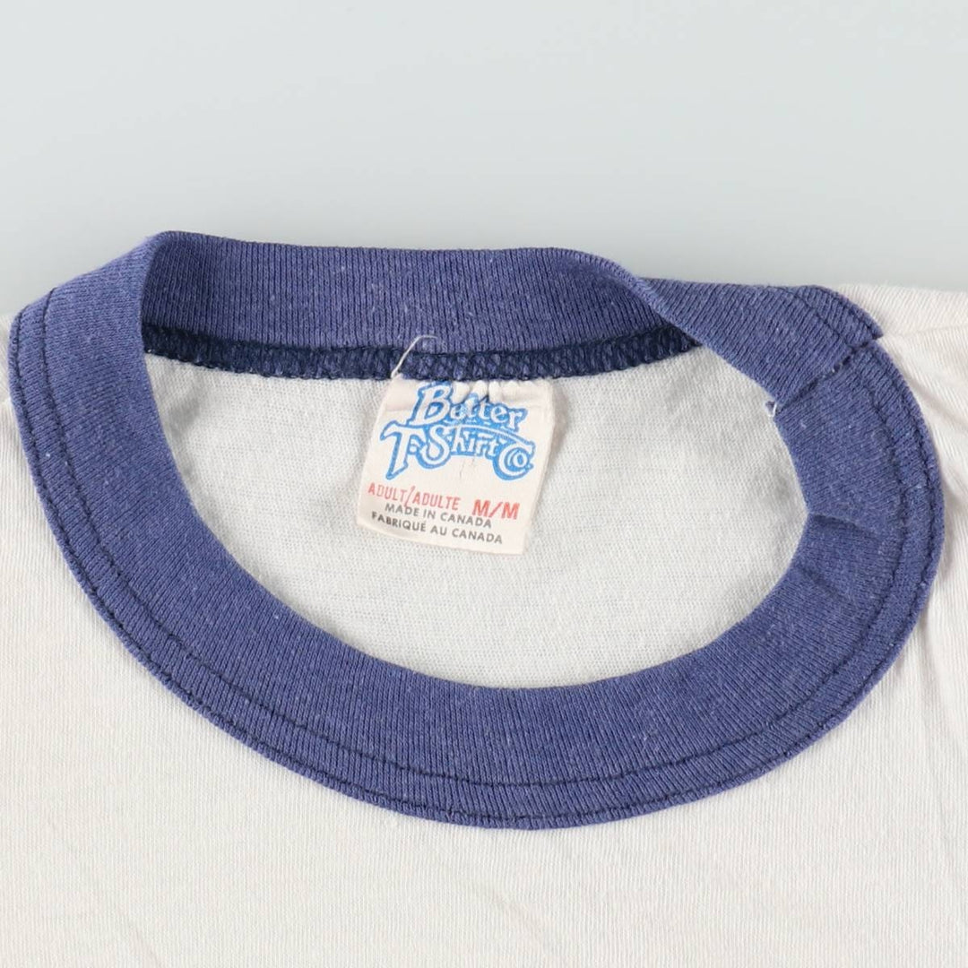 80'S Better T-Shirt Co. Wendy's Advertising Ringer T-Shirt, Made in Canada, Women's Size M (approx.), Vintage polyester white type Vintage Second Hand