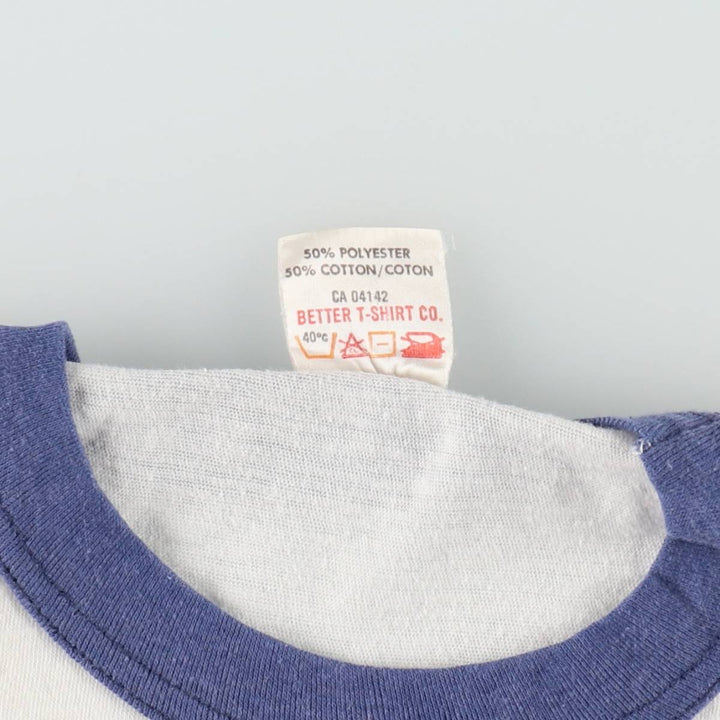 80'S Better T-Shirt Co. Wendy's Advertising Ringer T-Shirt, Made in Canada, Women's Size M (approx.), Vintage polyester white type Vintage Second Hand