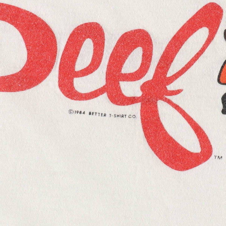 80'S Better T-Shirt Co. Wendy's Advertising Ringer T-Shirt, Made in Canada, Women's Size M (approx.), Vintage polyester white type Vintage Second Hand