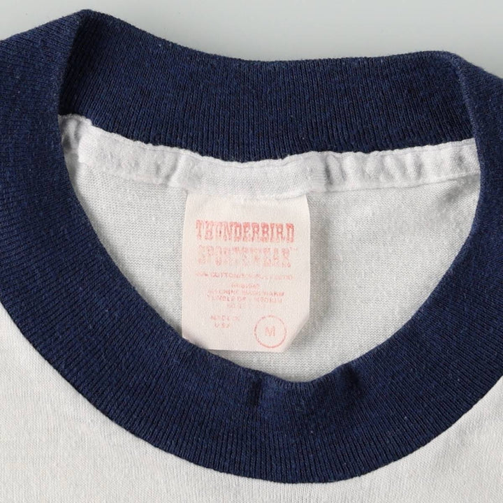 80'S THUNDERBIRD SPORTSWEAR Ringer T-shirt, Made in USA, Women's, Medium, Vintage cotton white type Vintage Second Hand