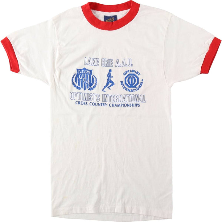80'S Sneakers Ringer T-Shirt, Made in USA, Men's Size S (Equivalent), Vintage polyester white type Vintage Second Hand