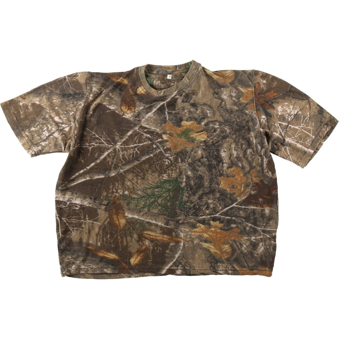 Camouflage RealTree Camo Print T-Shirt, Women's Size M (approx.) cotton Khaki type brown Vintage Second Hand