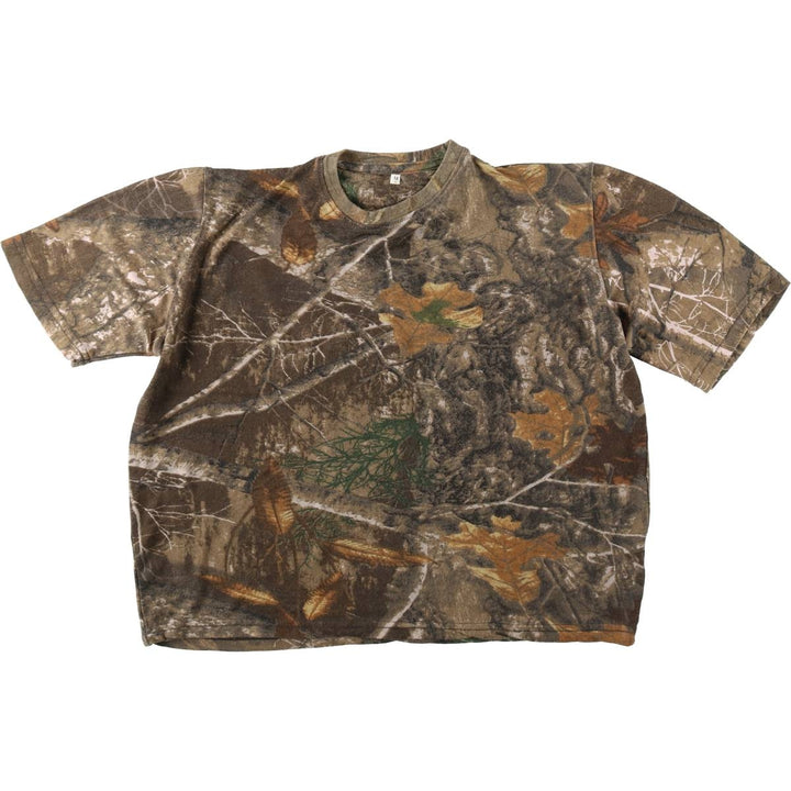Camouflage RealTree Camo Print T-Shirt, Women's Size M (approx.) cotton Khaki type brown Vintage Second Hand