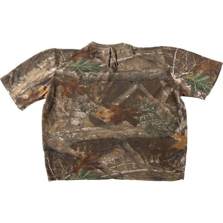 Camouflage RealTree Camo Print T-Shirt, Women's Size M (approx.) cotton Khaki type brown Vintage Second Hand