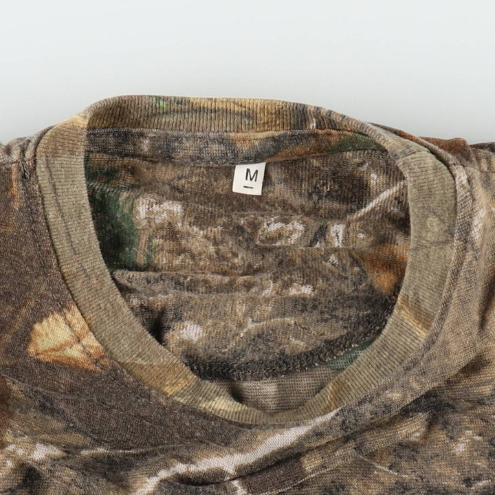 Camouflage RealTree Camo Print T-Shirt, Women's Size M (approx.) cotton Khaki type brown Vintage Second Hand