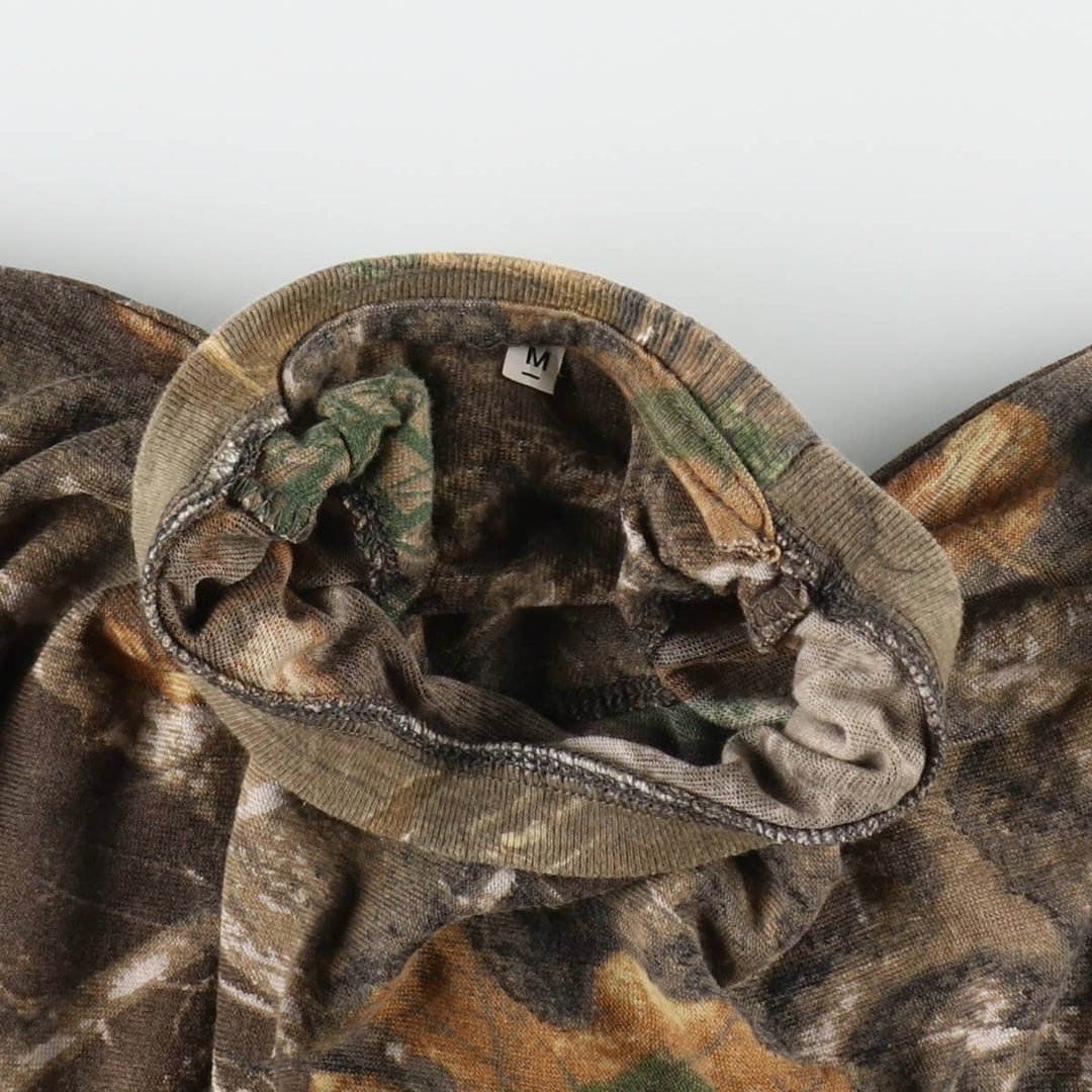 Camouflage RealTree Camo Print T-Shirt, Women's Size M (approx.) cotton Khaki type brown Vintage Second Hand