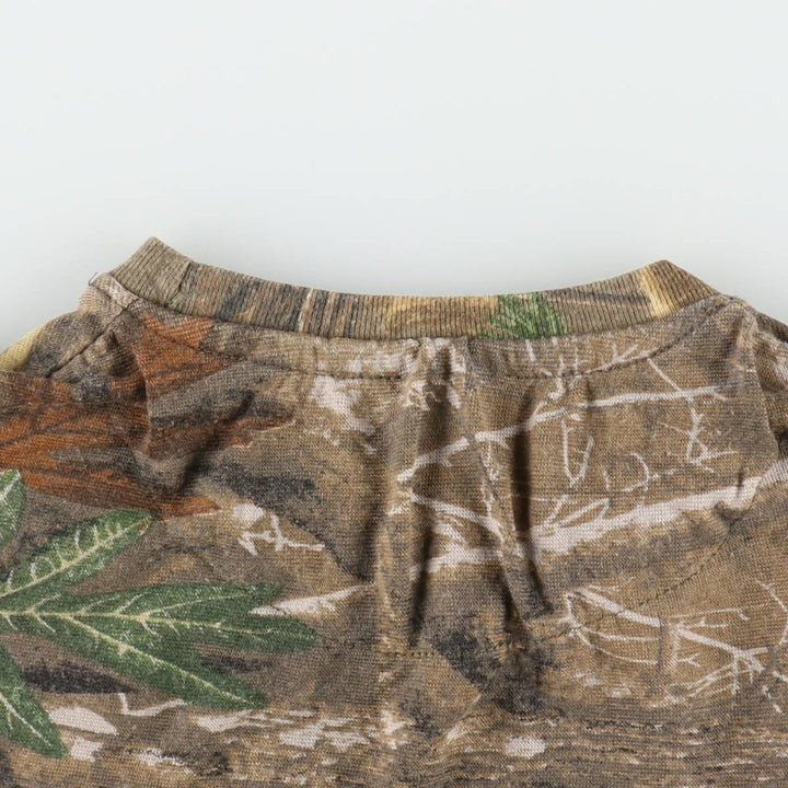 Camouflage RealTree Camo Print T-Shirt, Women's Size M (approx.) cotton Khaki type brown Vintage Second Hand