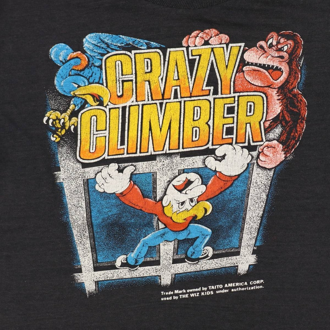 80'S CRAZY CLIMBER Print T-Shirt, Women's Size S (Equivalent), Vintage unclear black type Vintage Second Hand