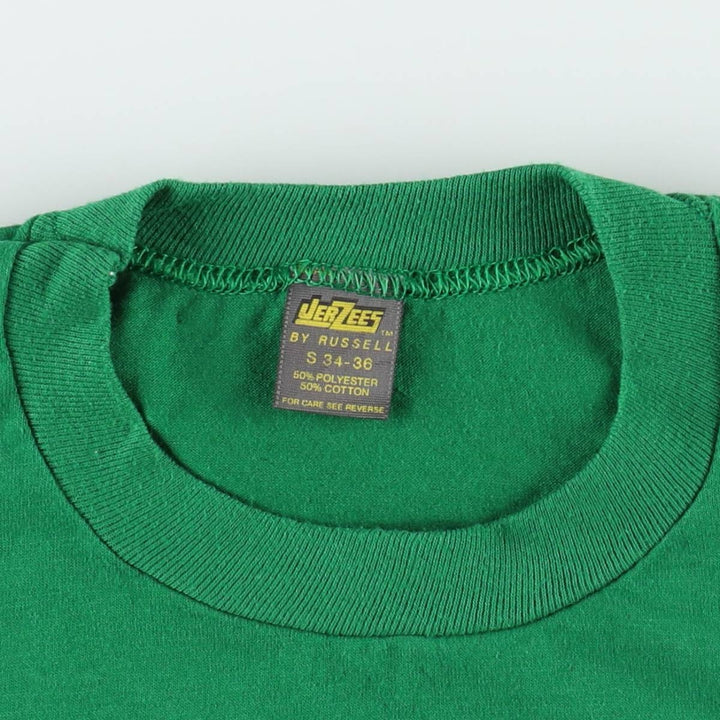 70s-80'S Jerzees by Russel Print T-Shirt, Made in USA, Men's Size S (approx.), Vintage polyester green type Vintage Second Hand