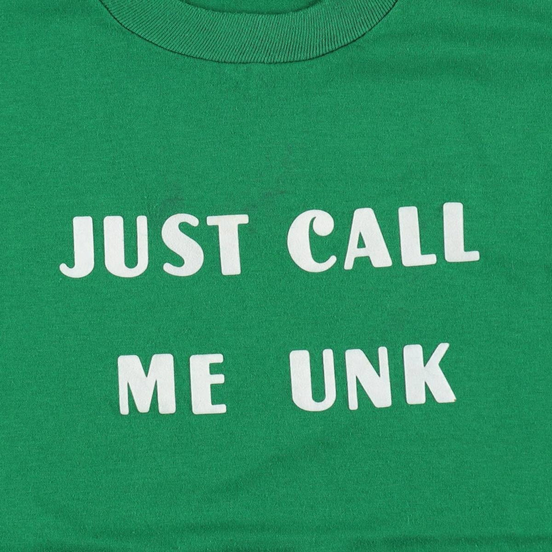 70s-80'S Jerzees by Russel Print T-Shirt, Made in USA, Men's Size S (approx.), Vintage polyester green type Vintage Second Hand