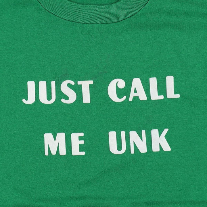 70s-80'S Jerzees by Russel Print T-Shirt, Made in USA, Men's Size S (approx.), Vintage polyester green type Vintage Second Hand