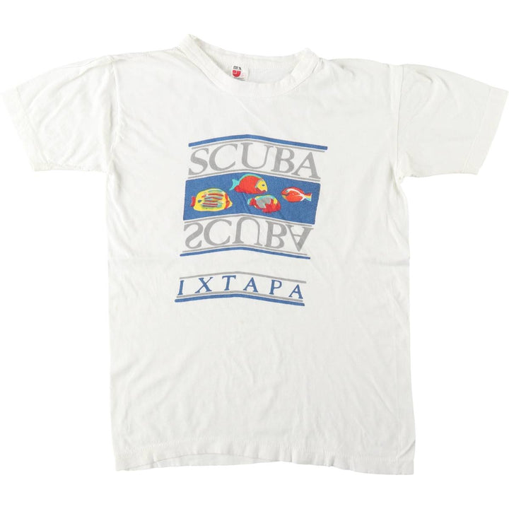 ~90'S YAZBEK Fish Pattern Souvenir T-Shirt, Men's Size L (Equivalent), Vintage cotton white type Vintage Second Hand
