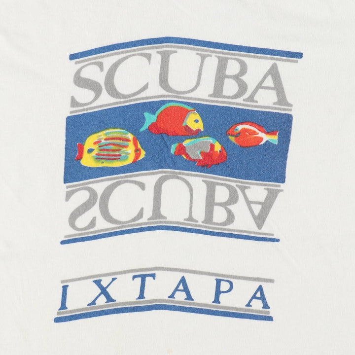 ~90'S YAZBEK Fish Pattern Souvenir T-Shirt, Men's Size L (Equivalent), Vintage cotton white type Vintage Second Hand