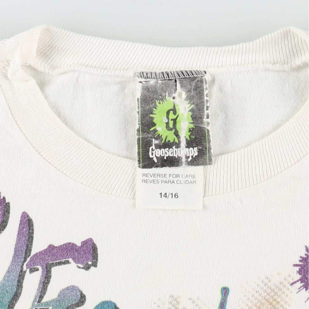 90'S Goosebumps Print T-Shirt, Made in USA, Women's Size M (Equivalent), Vintage cotton white type Vintage Second Hand