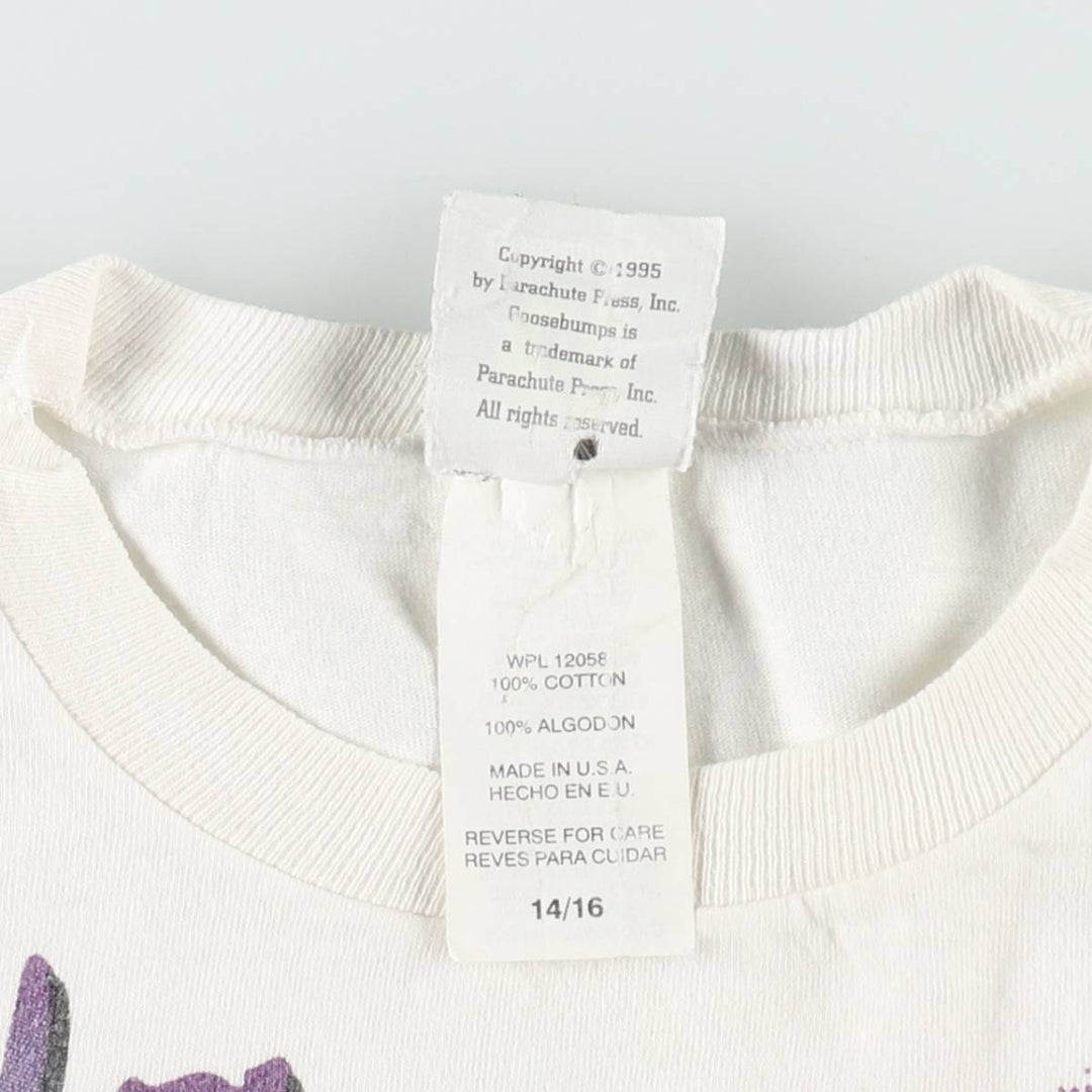 90'S Goosebumps Print T-Shirt, Made in USA, Women's Size M (Equivalent), Vintage cotton white type Vintage Second Hand