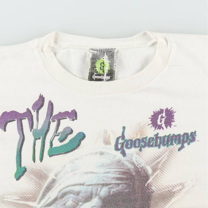 90'S Goosebumps Print T-Shirt, Made in USA, Women's Size M (Equivalent), Vintage cotton white type Vintage Second Hand