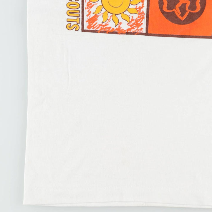 80'S Girl Scout Print T-Shirt, Made in USA, Women's Size S (Equivalent), Vintage polyester white type Vintage Second Hand
