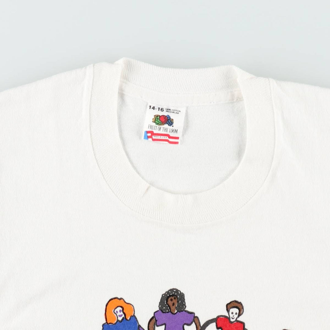 90'S Fruit of the Loom printed T-shirt, made in the USA, women's size S, vintage cotton white type Vintage Second Hand
