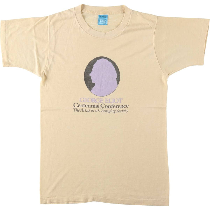 80'S Screen Stars George Eliot T-shirt, Made in USA, Women's Size S (approx.), Vintage cotton Beige type Vintage Second Hand