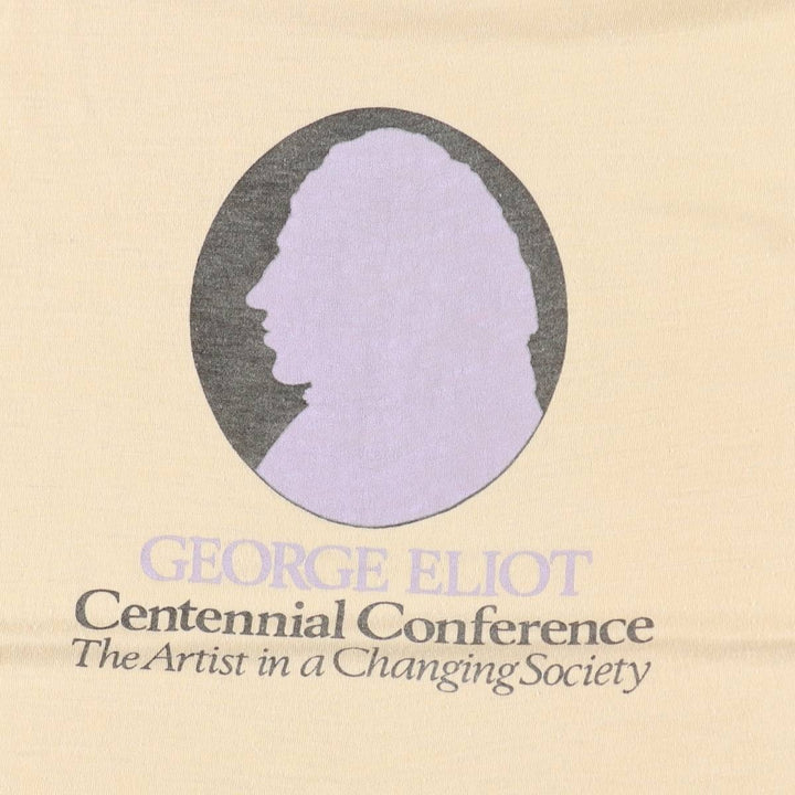80'S Screen Stars George Eliot T-shirt, Made in USA, Women's Size S (approx.), Vintage cotton Beige type Vintage Second Hand