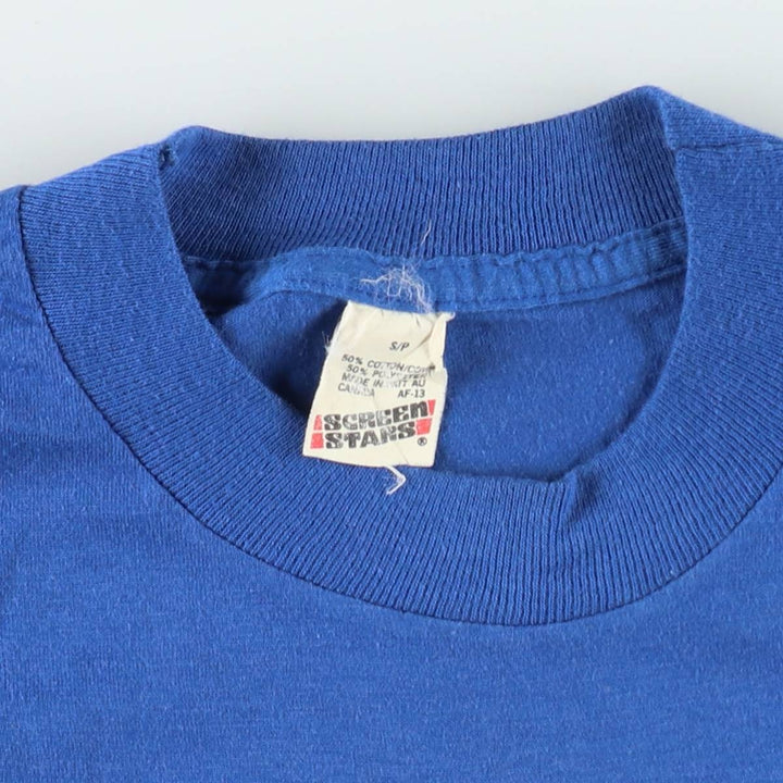 80'S Screen Stars Skull Pattern Print T-Shirt, Made in Canada, Women's Size S (approx.), Vintage cotton blue type Vintage Second Hand