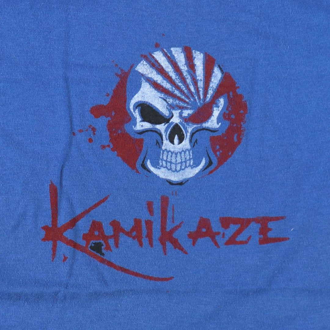 80'S Screen Stars Skull Pattern Print T-Shirt, Made in Canada, Women's Size S (approx.), Vintage cotton blue type Vintage Second Hand