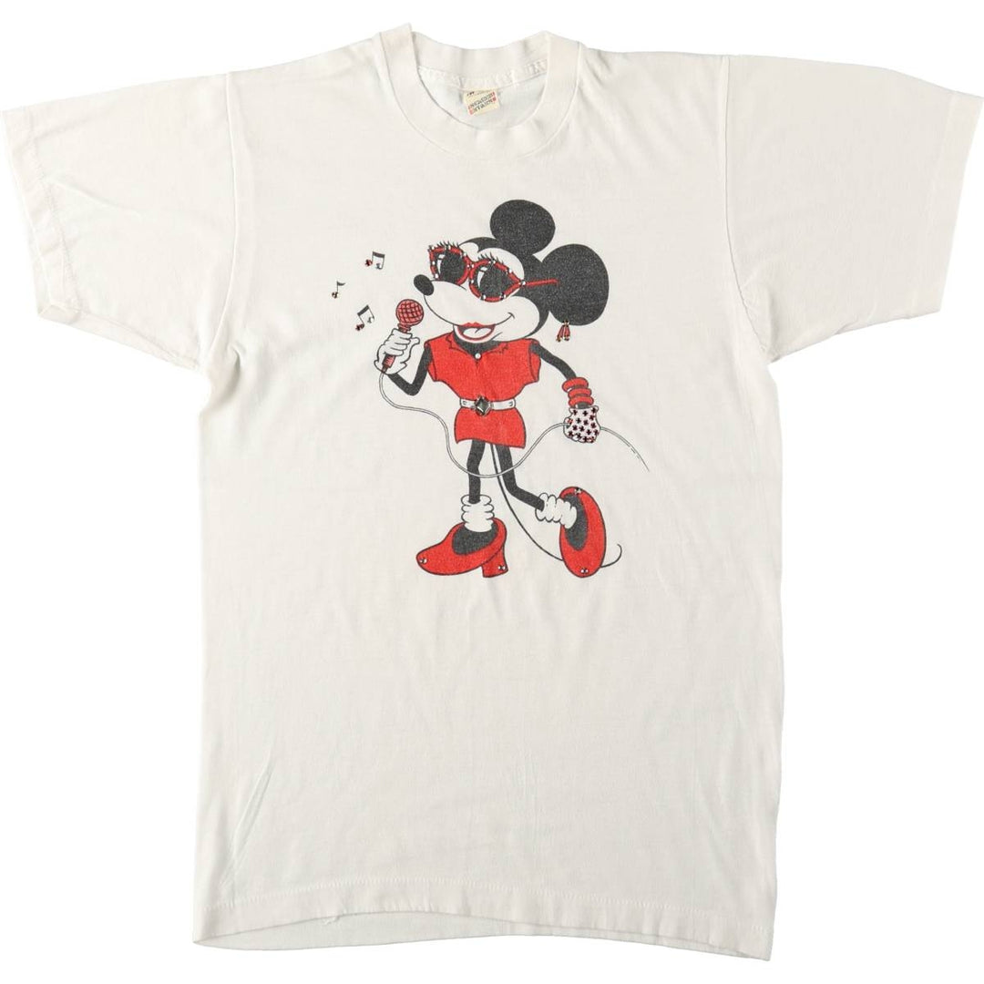 80'S Screen Stars Minnie Mouse Rhinestone Character Print T-Shirt, Women's Size M (approx.), Vintage cotton white type Vintage Second Hand
