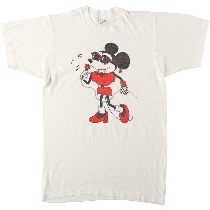 80'S Screen Stars Minnie Mouse Rhinestone Character Print T-Shirt, Women's Size M (approx.), Vintage cotton white type Vintage Second Hand