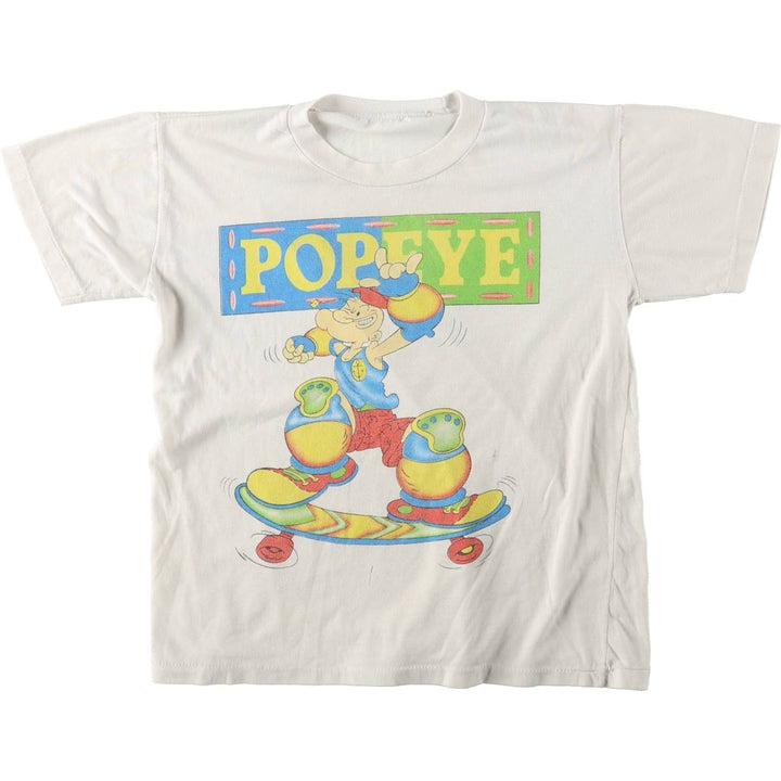 Popeye character print T-shirt, men's size S (equivalent), vintage. unclear white type Vintage Second Hand