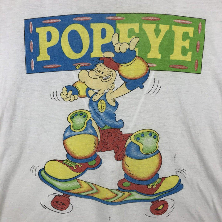 Popeye character print T-shirt, men's size S (equivalent), vintage. unclear white type Vintage Second Hand