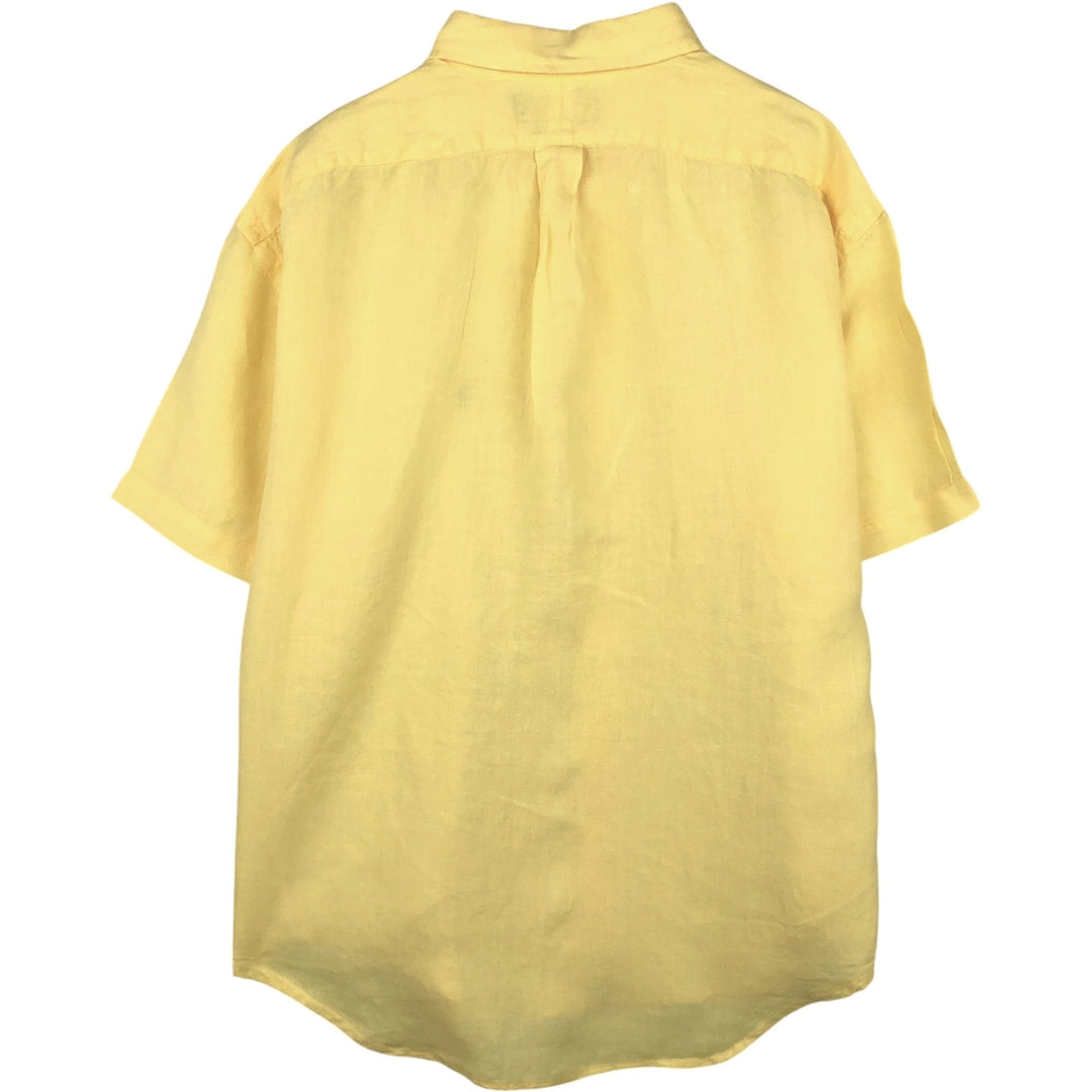 Ralph Lauren Classic Fit Short Sleeve Linen Button Down Shirt Men's XL linen yellow type Vintage Second Hand