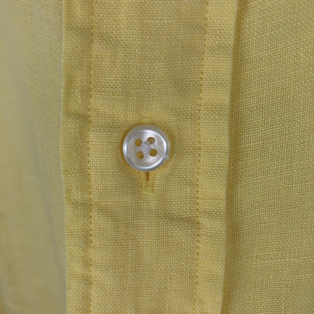 Ralph Lauren Classic Fit Short Sleeve Linen Button Down Shirt Men's XL linen yellow type Vintage Second Hand