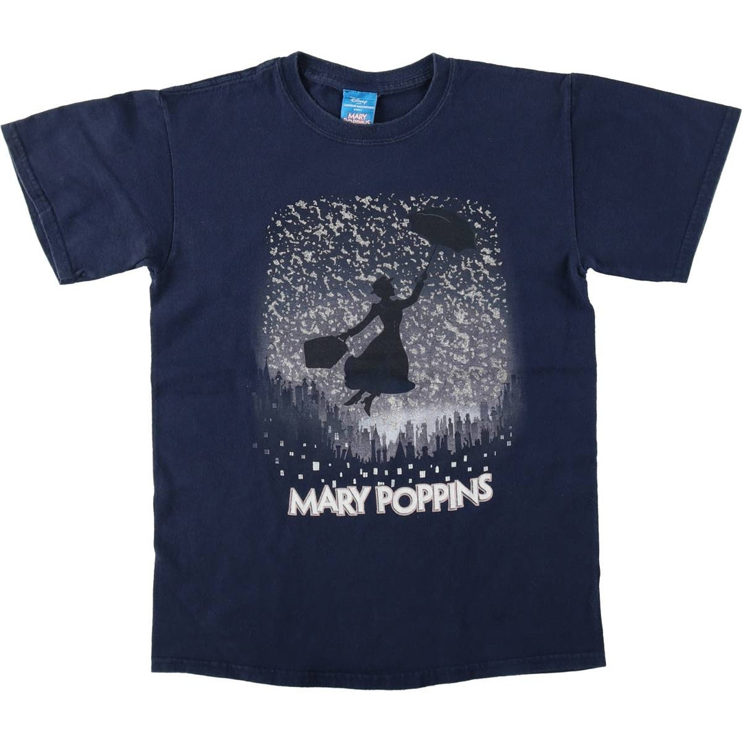 90s-00'S Disney Mary Poppins movie T-shirt, women's size S (approx.) cotton navy blue type Vintage Second Hand