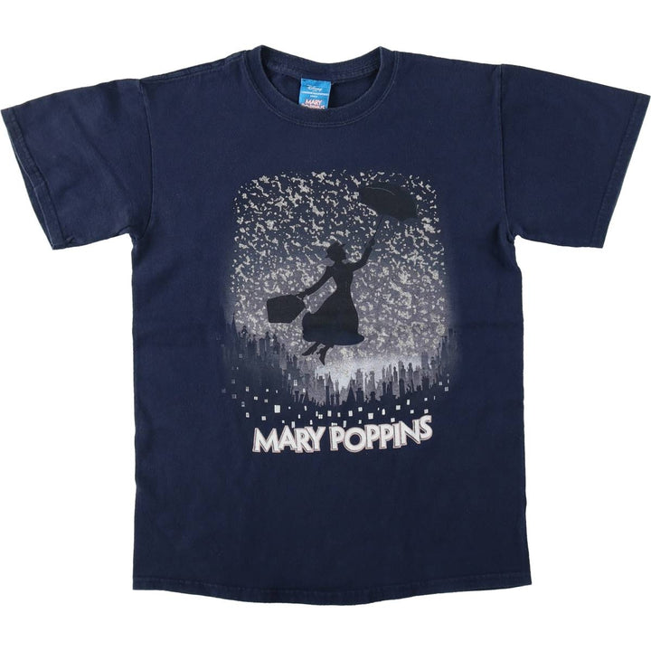 90s-00'S Disney Mary Poppins movie T-shirt, women's size S (approx.) cotton navy blue type Vintage Second Hand
