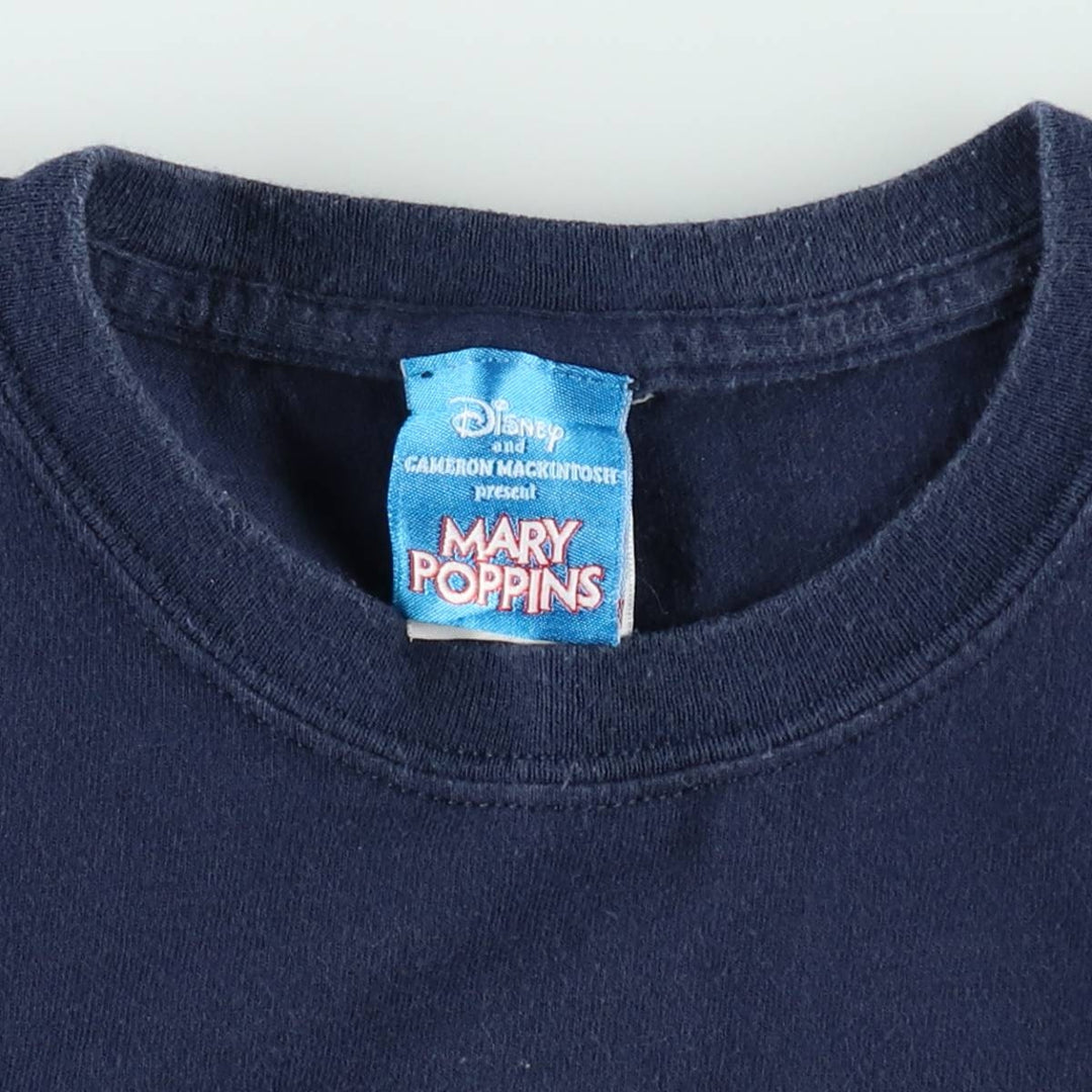 90s-00'S Disney Mary Poppins movie T-shirt, women's size S (approx.) cotton navy blue type Vintage Second Hand