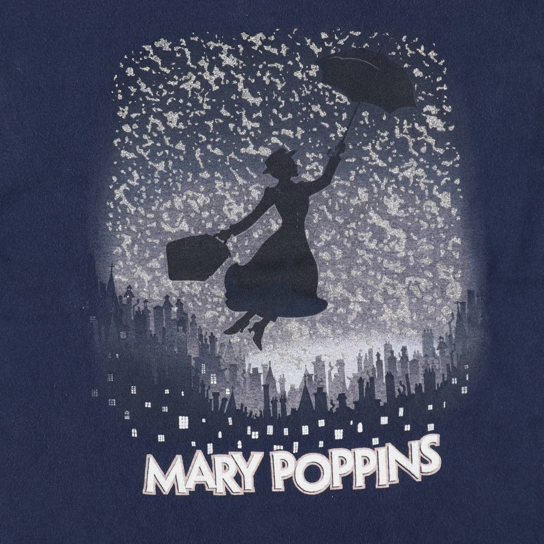 90s-00'S Disney Mary Poppins movie T-shirt, women's size S (approx.) cotton navy blue type Vintage Second Hand