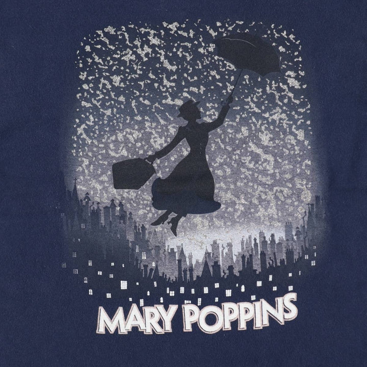 90s-00'S Disney Mary Poppins movie T-shirt, women's size S (approx.) cotton navy blue type Vintage Second Hand
