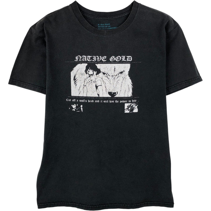 Native Gold Princess Mononoke Movie T-Shirt, Made in USA, Women's Size S (approx.) unclear black type Vintage Second Hand