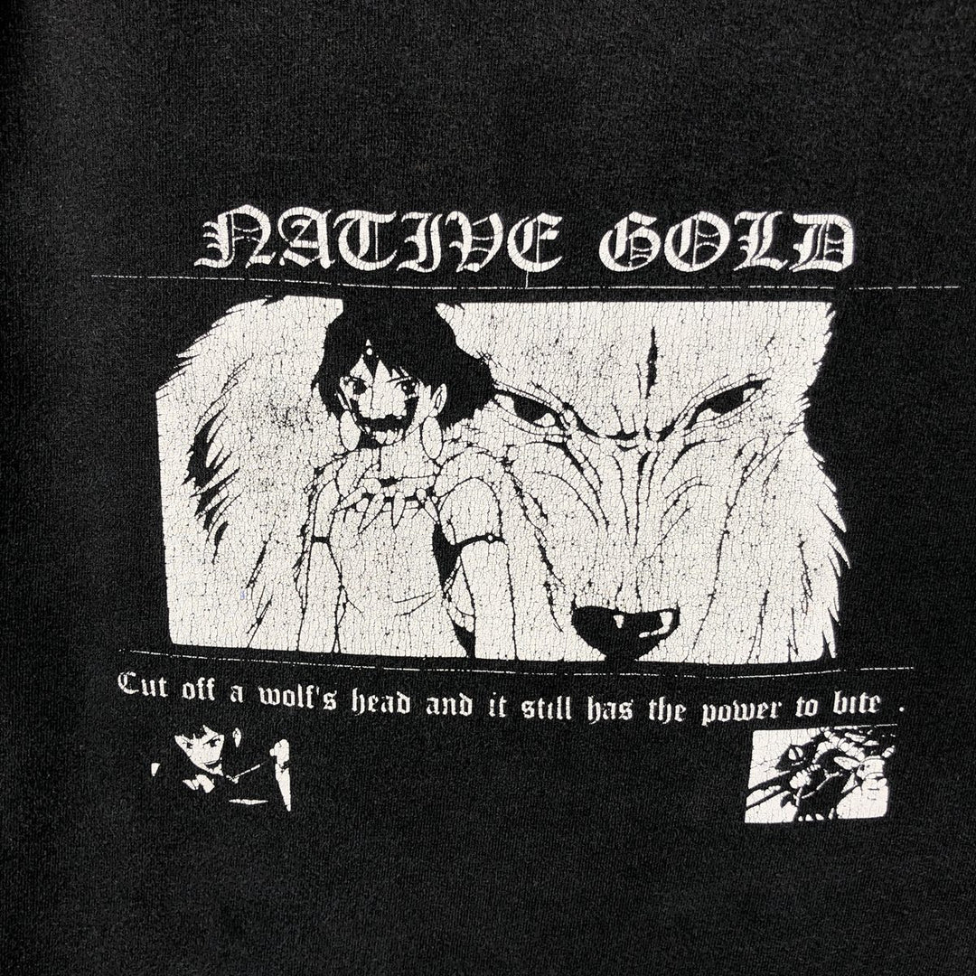 Native Gold Princess Mononoke Movie T-Shirt, Made in USA, Women's Size S (approx.) unclear black type Vintage Second Hand