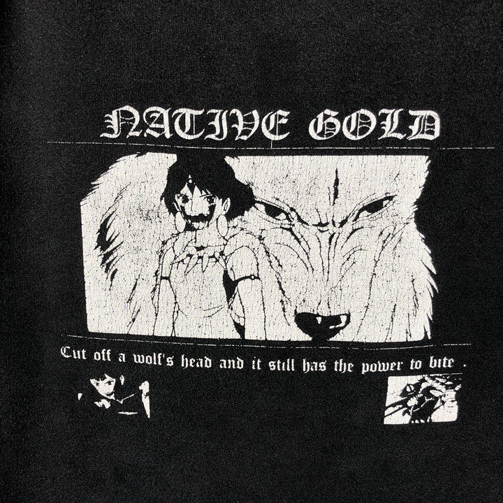 Native Gold Princess Mononoke Movie T-Shirt, Made in USA, Women's Size S (approx.) unclear black type Vintage Second Hand