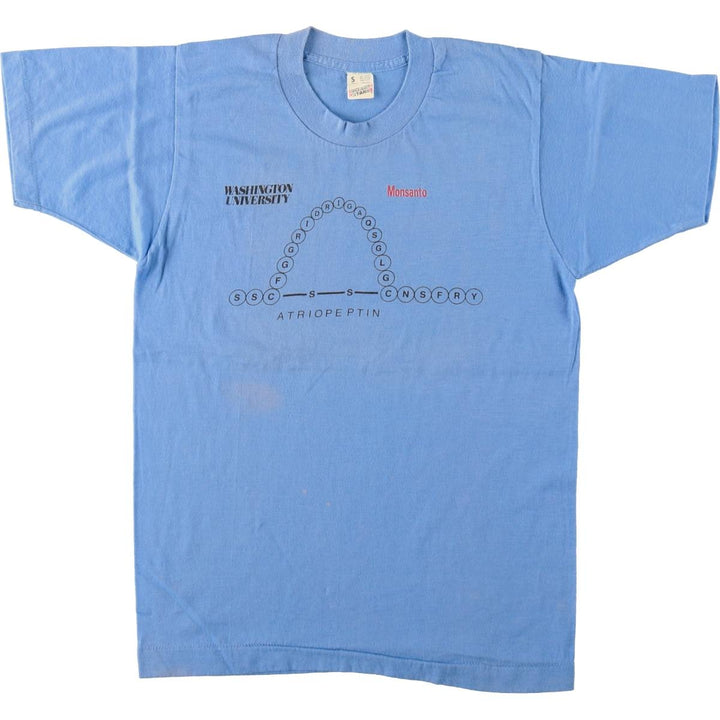 80'S Screen Stars College T-shirt, Made in USA, Women's Size S (approx.), Vintage cotton Blue type light blue Vintage Second Hand