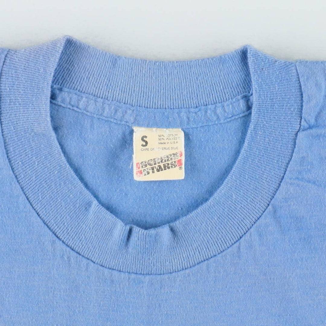 80'S Screen Stars College T-shirt, Made in USA, Women's Size S (approx.), Vintage cotton Blue type light blue Vintage Second Hand