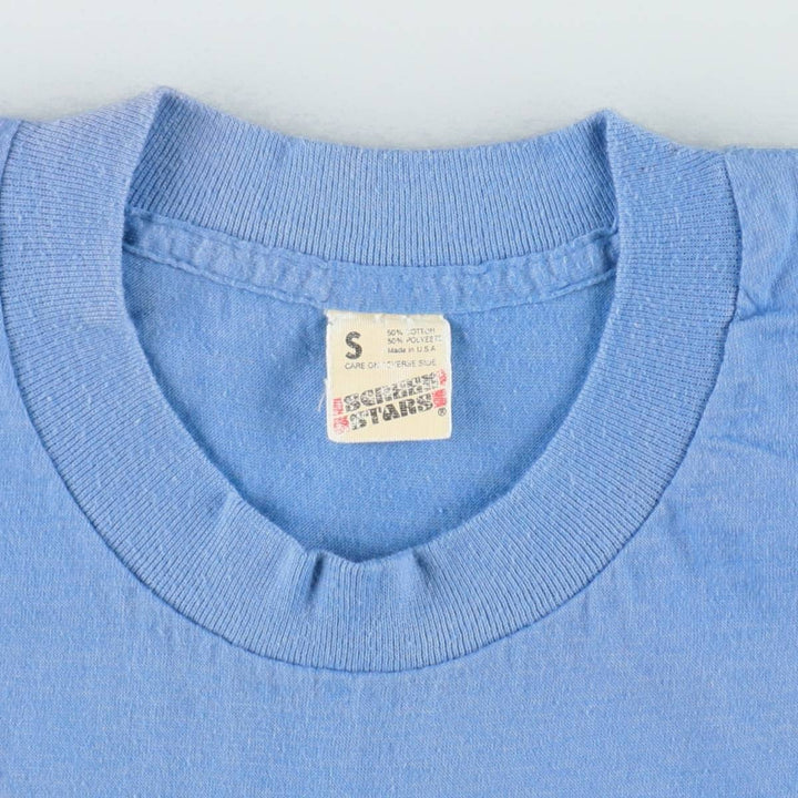 80'S Screen Stars College T-shirt, Made in USA, Women's Size S (approx.), Vintage cotton Blue type light blue Vintage Second Hand