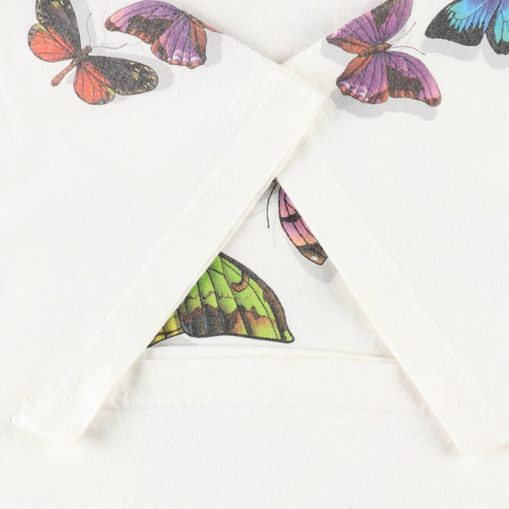 2000'S Anvil Butterfly Pattern Animal T-Shirt, Women's Size M cotton white type Vintage Second Hand
