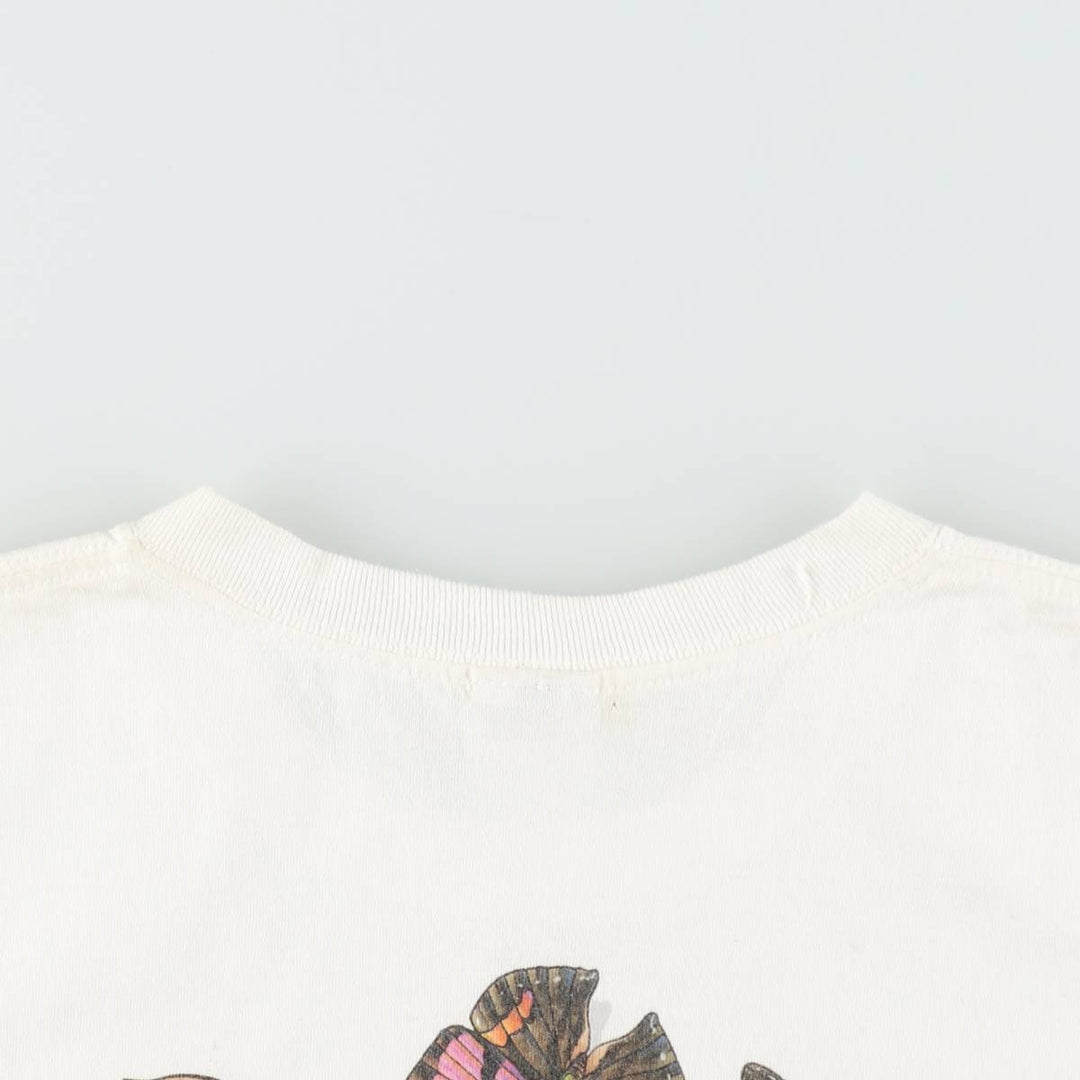2000'S Anvil Butterfly Pattern Animal T-Shirt, Women's Size M cotton white type Vintage Second Hand